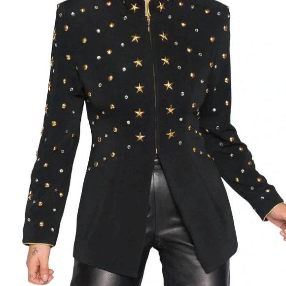 NWT Silver Mesa Star Studded Jacket size x-small black and gold - Picture 2 of 7